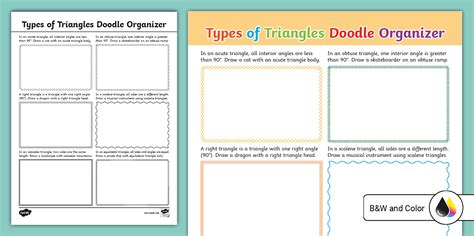 Sixth Grade Types of Triangles Doodle Organizer Activity