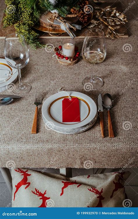 Holiday Gold Place Setting, Christmas Table with Ornaments and Natural ...