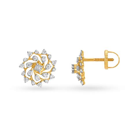 Captivating Diamond Stud Earrings in White and Yellow gold