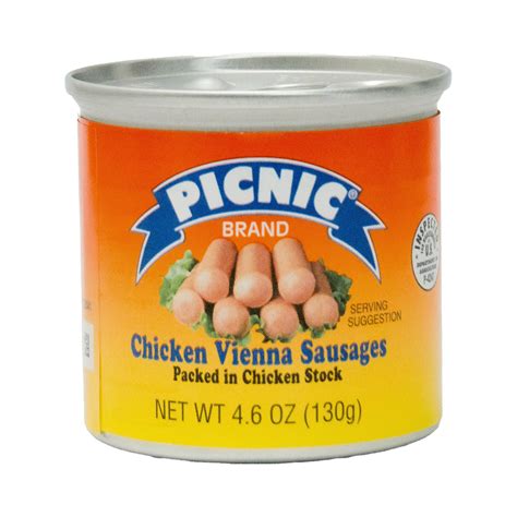 Picnic Chicken Vienna Sausage, 4.6oz, Fully Cooked, Shelf Stable ...