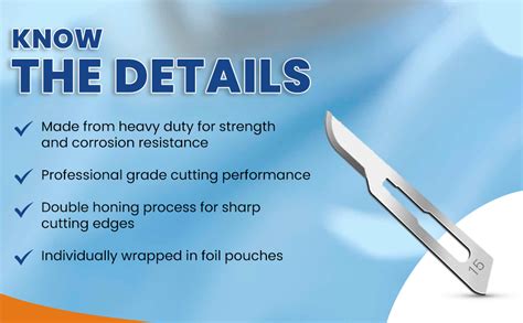 EUZA High Carbon Steel Surgical Scalpel Blades No 15 (Pack of 20) With ...
