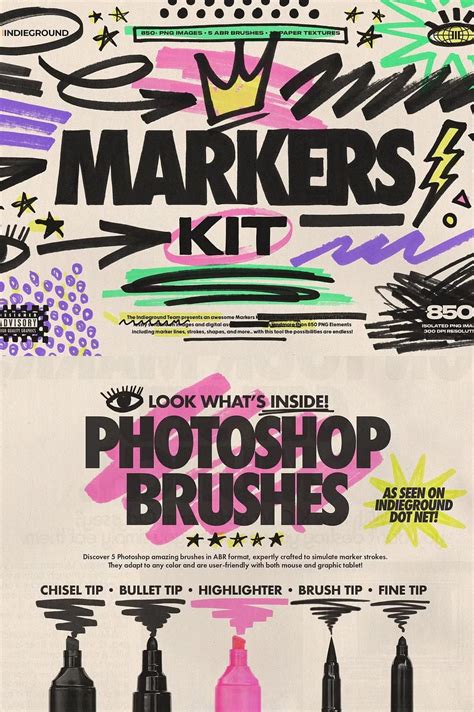 Markers Kit - Grafik Yeah! | Graphic design brush pack, Photoshop ...