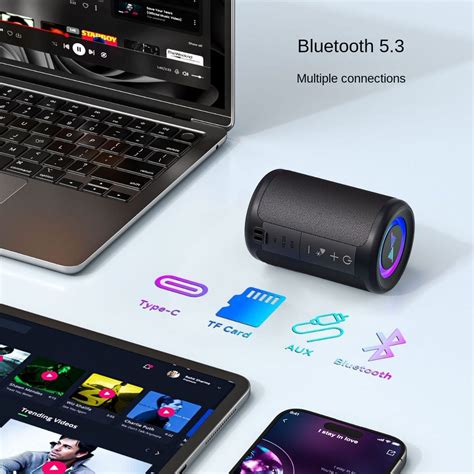 Portable Bluetooth Speaker with RGB Lights, IP67 Waterproof, TWS, BT5.3 ...