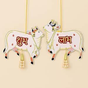 Buy Traditional Cow Design Shubh Labh Ethnic Cow Design Shubh Labh ...