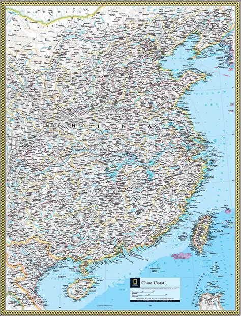 China Coast Wall Map by National Geographic - MapSales