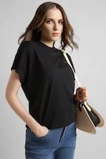Buy Women Black Solid Casual Round Neck Top Online - 802525 | Van Heusen