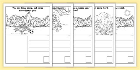 Summer Camp Inspirational Quote Coloring Postcards