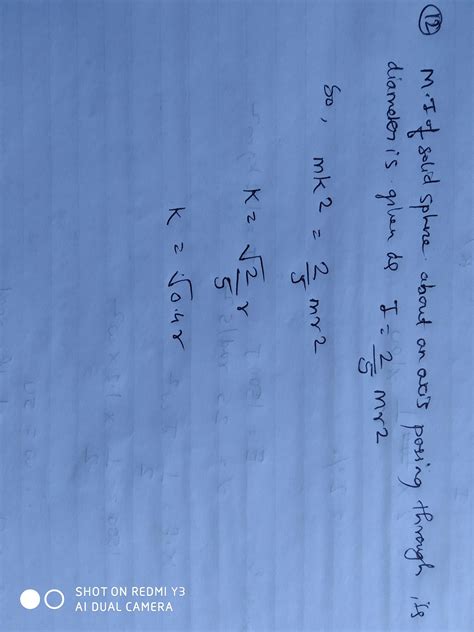 find the expression for radius of gyration of a solid sphere about one ...
