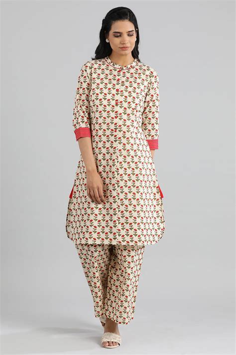 Buy Natural Printed kurta- Parallel Pants Set Online for Woman | Shop ...