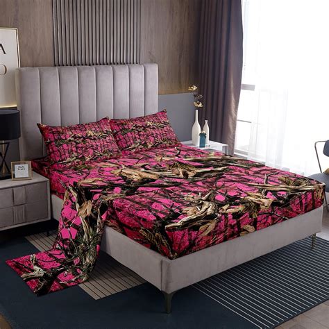 Amazon.com: Feelyou Pink Camouflage Bed Sheets Set Queen All Purpose ...