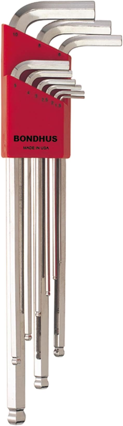 Bondhus 17099, Set 9 BriteGuard Plated Ball End L-wrenches 1.5-10mm XL ...