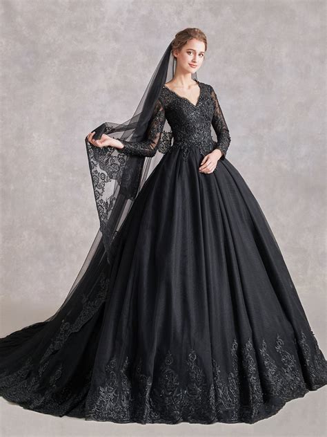 The Luxe Black Wedding Dress | Black lace wedding dress, Black ball gown, Black lace wedding