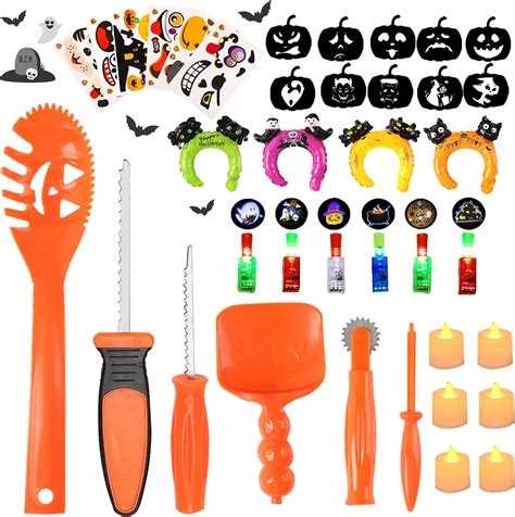 Amazon.com: KINREX Pumpkin Carving Kit – Halloween Carve Tools Set For ...