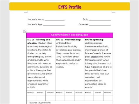 Image result for EYFS Profile Example