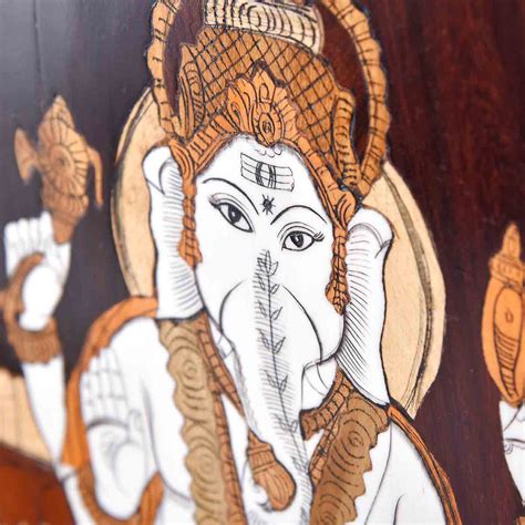 Sacred Lord Ganesha Mysore Rosewood Inlay Painting (24.5*18.5 Inches ...