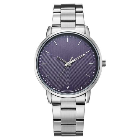 Buy Online Fastrack Stunners Quartz Analog Purple Dial Silver Stainless ...