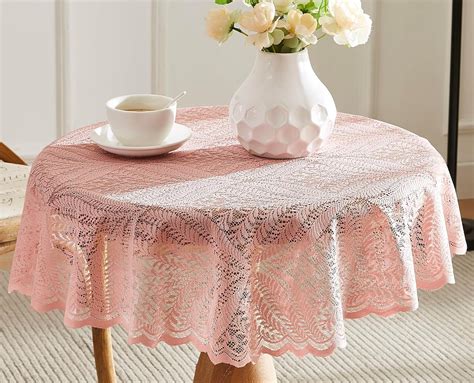 Amazon.com: Warm Home Designs Blush Pink Lace Tablecloth. Large Round ...