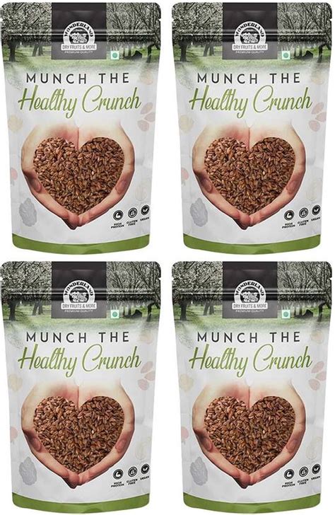 WONDERLAND Raw Flax Seeds, 1kg (Pack of 4 x 250g) Brown Flax Seeds ...