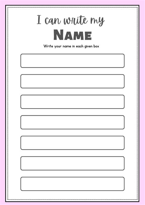 Free Printable Name Writing Practice