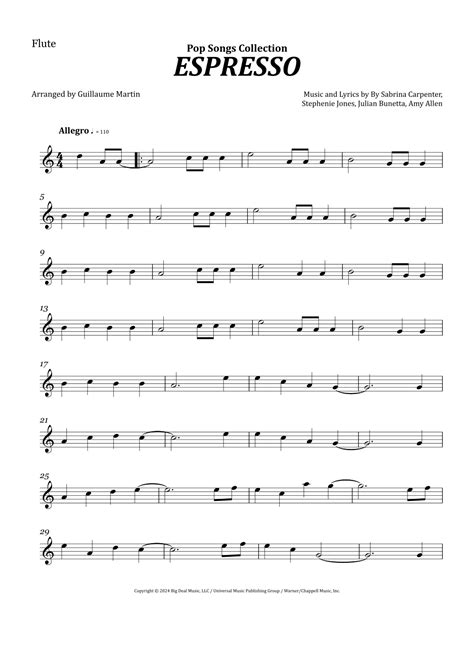 Espresso (arr. Guillaume Martin) by Sabrina Carpenter Sheet Music for ...