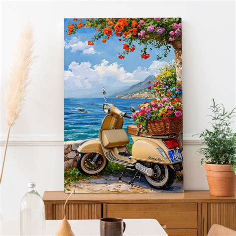 Amalfi Vintage Ride Wall Art Painting, HD Canvas Print, Framed, Ready ...
