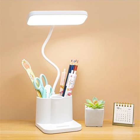 Desk Lamp LED Flexible Study Lamp With Pen Holder LED Desk Lamp With ...