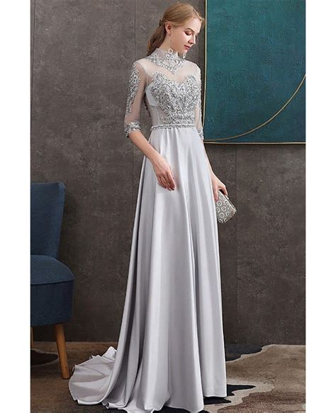 long elegant dress with sleeves
