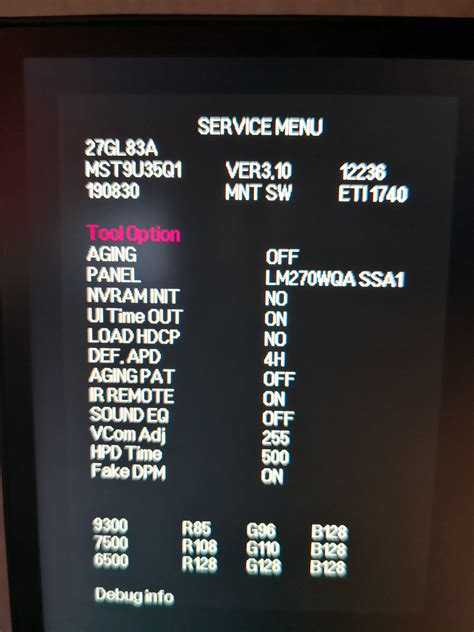 Image result for LG B7 Service Menu