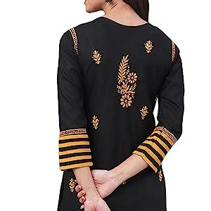 Ada Lucknowi Chikankari Hand Embroidery Women's Cotton Kurta Kurti ...