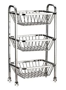 Kuber Industries Stainless Steel Fruits and Vegetables Trolley, Silver ...