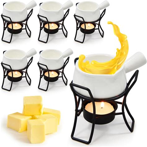 Amazon.com: Sliner 6 Set Ceramic Butter Warmer Fondue Set, Include ...