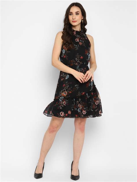 Black Printed Georgette Dress – Taurusshop.com