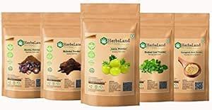HerbsLand® Pure Bio Organic Amla Reetha Shikakai Brahmi Leaf Fenugreek ...