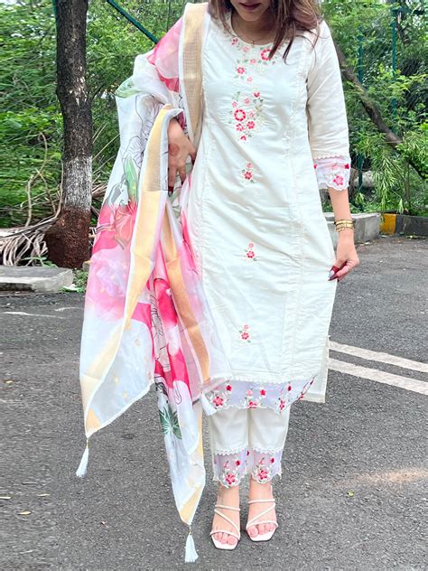 Aadhira Viscose Roman Silk Calf Length Kurta Set Dupatta – VredeVogelStore