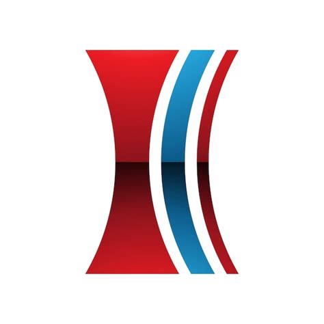Red and blue glossy concave lens shaped letter i icon | Premium Vector