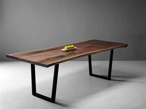 Live Edge Black Walnut Dining Table on Parkway 1 Table Base - KC Custom ...