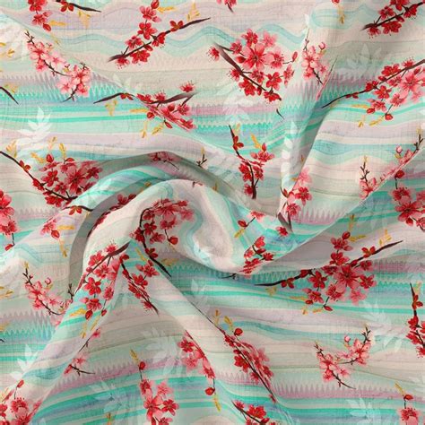 Weightless Digital Printed Polyester Fabric - Pink Floral Print ...