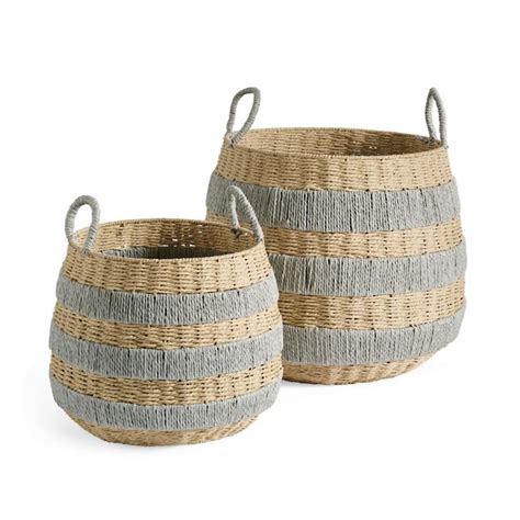 Sky Striped Basket, Set of Two | Grandin Road