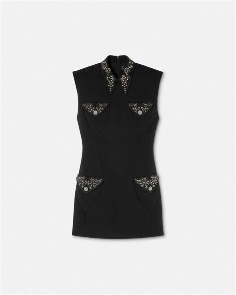 Minivestido ajustado de lana con tachuelas | VERSACE