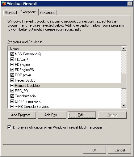 WHS Firewall Settings and Ports