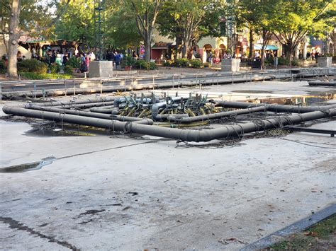 The water has been drained out of the main fountain at Kings Dominion ...