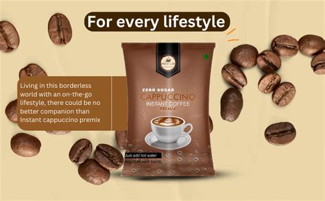 Brew Lab Instant Cappuccino Coffee Premix with Zero Sugar | 3 Steps ...