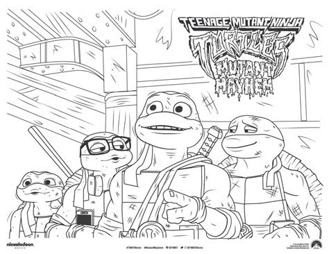 Enjoy this free printable TMNT coloring page featuring all four ninja ...