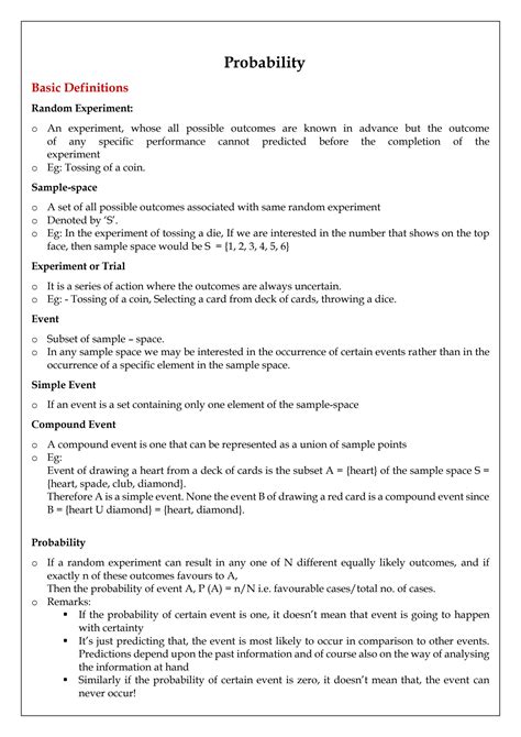 Image result for Printed Class 12 Probability Summary