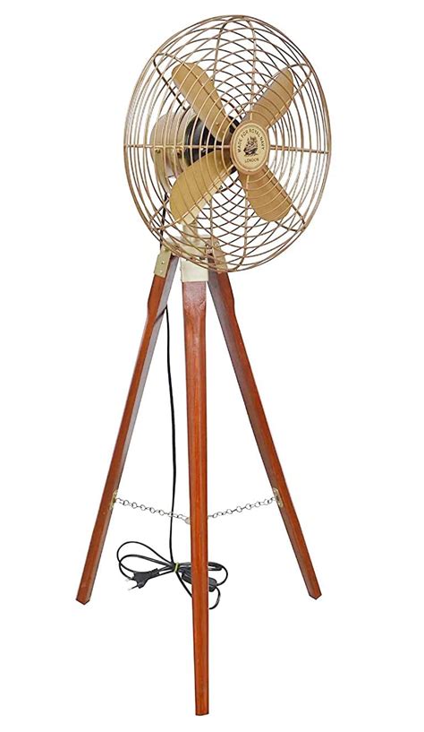 Buy Handmade Modern Brass Antique Electric Floor Fan on Wooden Tripod ...
