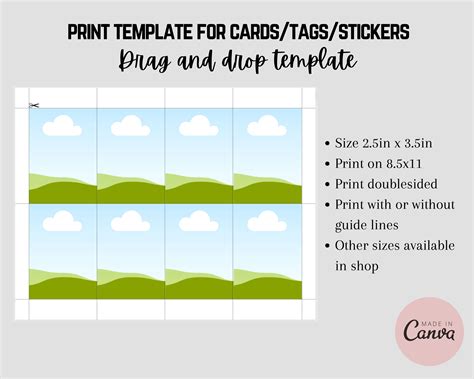 2.5 X 3.5 Inch Print Template for Cards, Tags, Labels, or Valentines ...