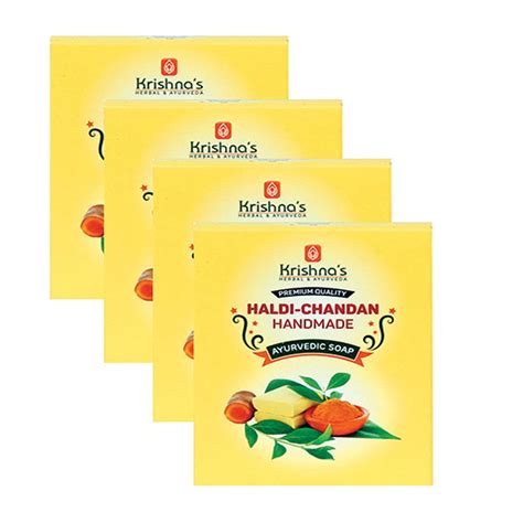 Krishna's Haldi Chandan Handmade Soap - 100 g each (Pack of 4 ...
