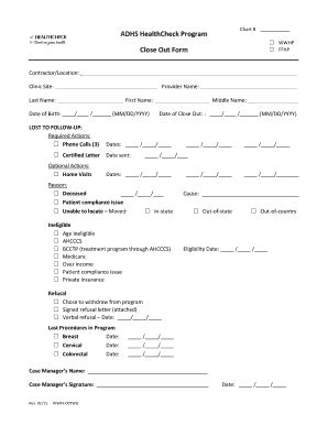 Fillable Online azdhs WWHP-FFHP Close Out Form - azdhs Fax Email Print ...
