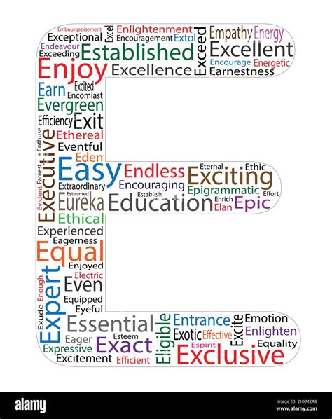 ABC word cloud. Positive words Letter E Stock Vector Image & Art - Alamy