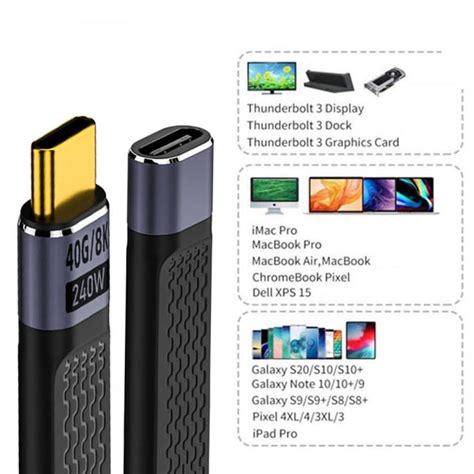 TECPHILE PD240W 40Gbps Type C Male to Type C Female FPC Cable | Concept ...